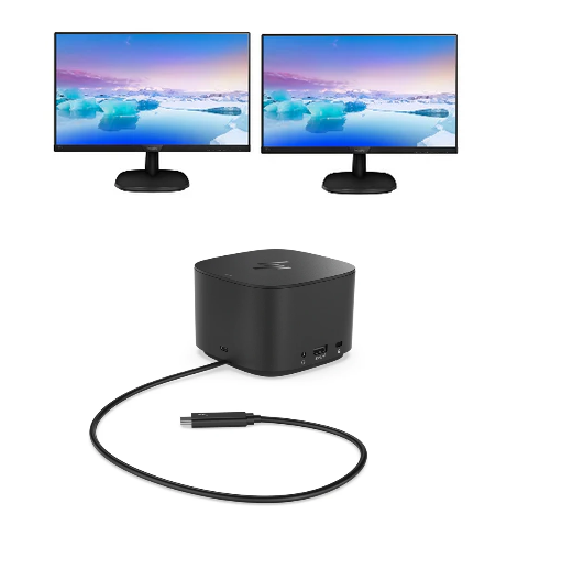 2x 22 LCD HP Ex lease Thunderbolt Dock 120W Black 1x Thunderbolt 2x USB Type-C 3x USB 3.0 2x DisplayPort VGA Ethernet Power Supply Included