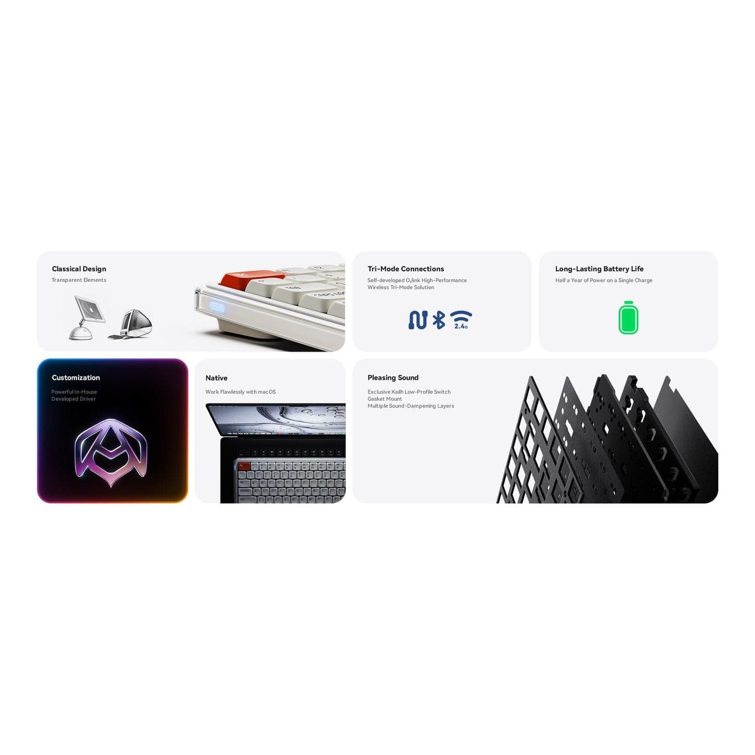 MelGeek O2 – Bàn phím low-profile tri-mode trong suốt:圖片 8