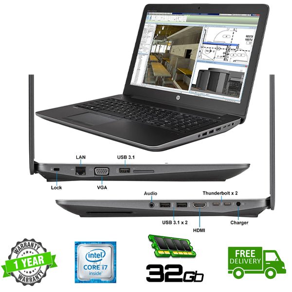 HP ZBook 15 G4 Ex lease Workstation Laptop Intel i7-7820HQ Turbo 3.90GHZ 16GB RAM 256GBSSD 500GB HDD Quadro M1200M 15.6 Windows 11 Pro:圖片 3